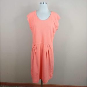 Banana Republic Cotton Knit Dress Pleated Cap Sleeve Stretch